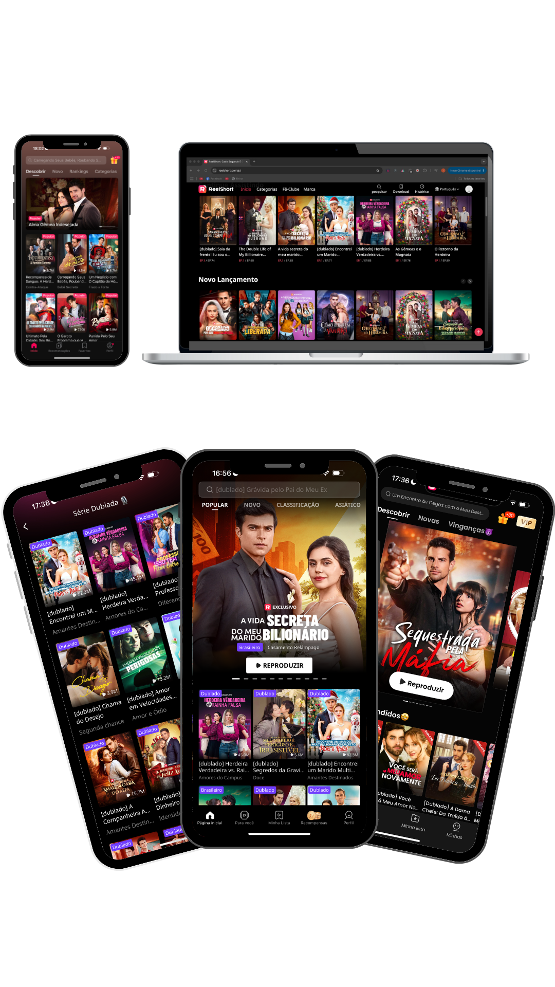 Catálogo do Drama Vídeos aberto no celular, tablet e computador